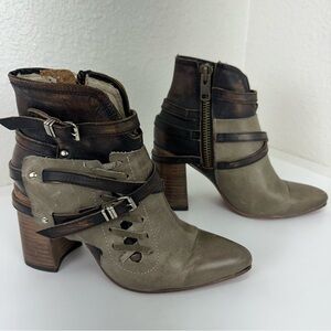 FREEBIRD Jerome Ankle Bootie Women’s Green Brown Size 9 Boho Western Cowgirl